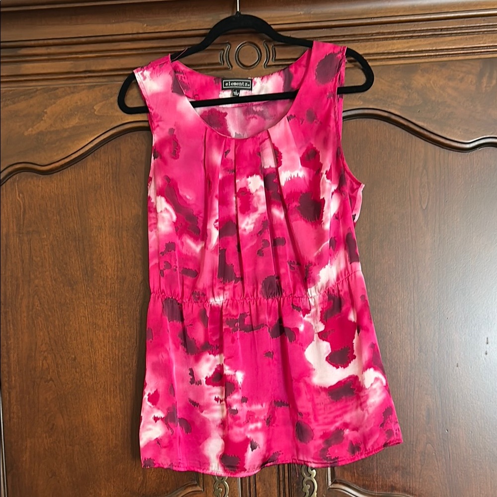 Pink Pleated Sleeveless Top